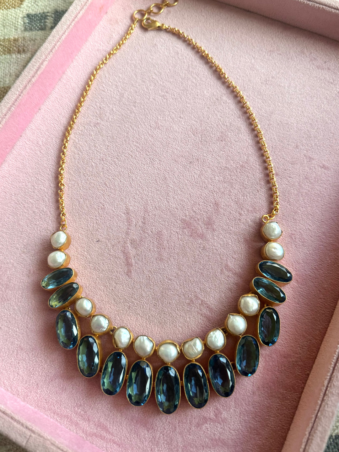 Statement Crystal and Pearls Necklace