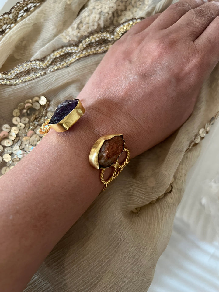 Beautiful Natural Raw Stone Open Cuff