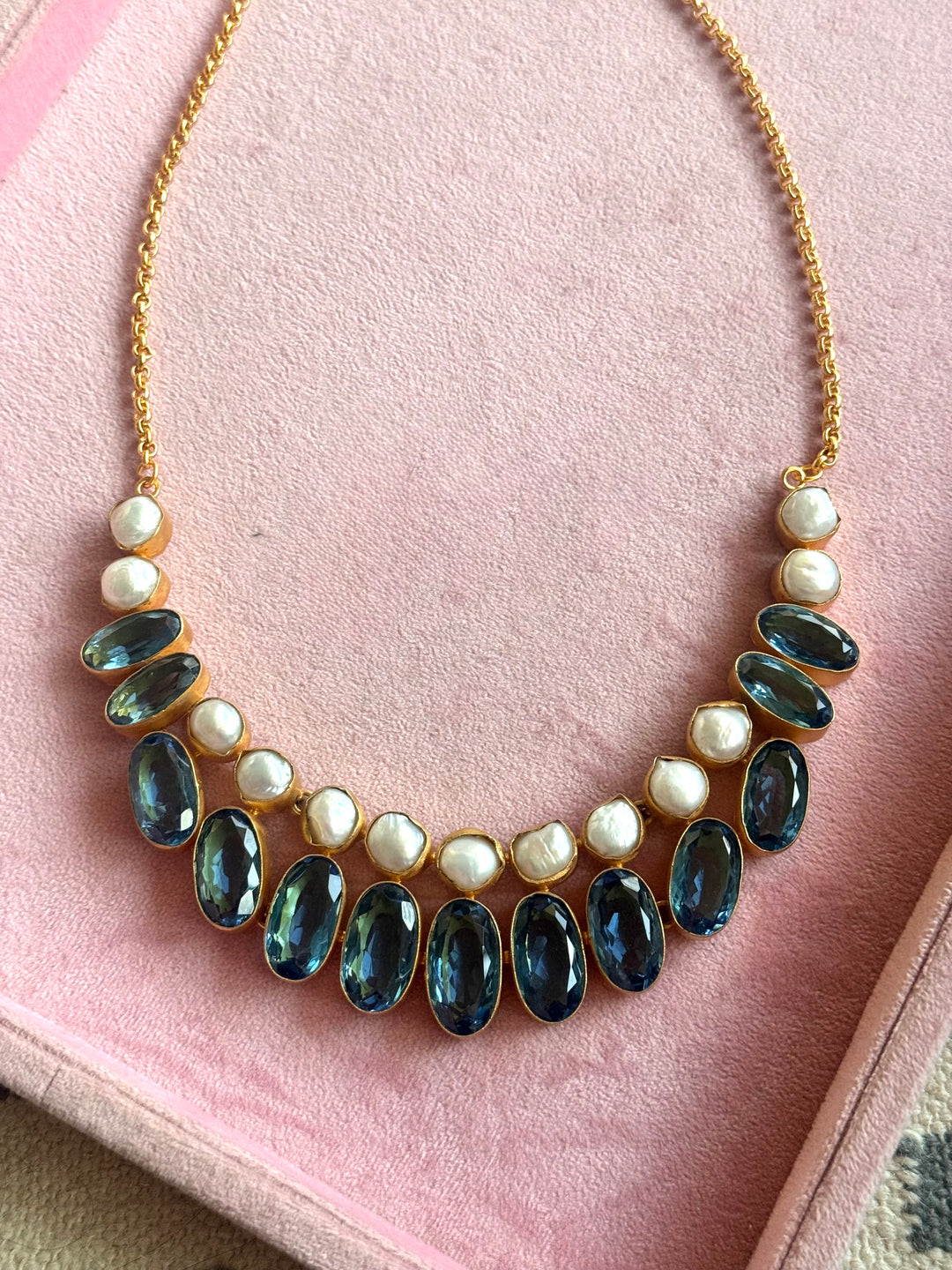 Statement Crystal and Pearls Necklace