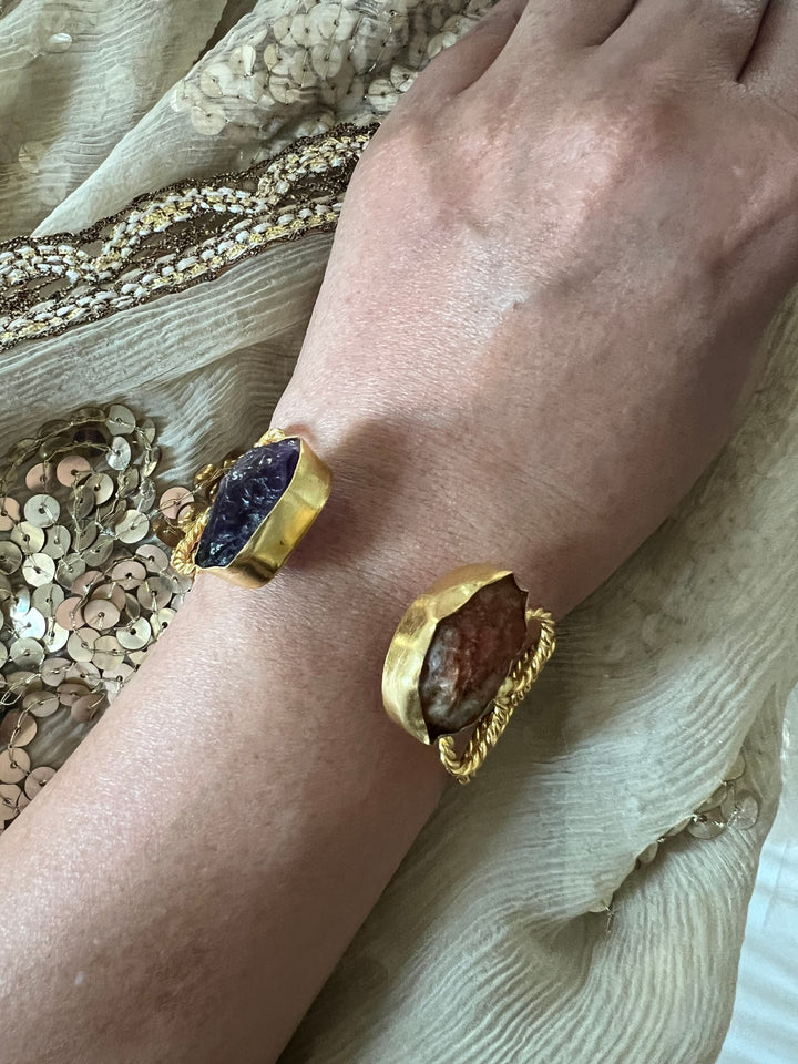 Beautiful Natural Raw Stone Open Cuff