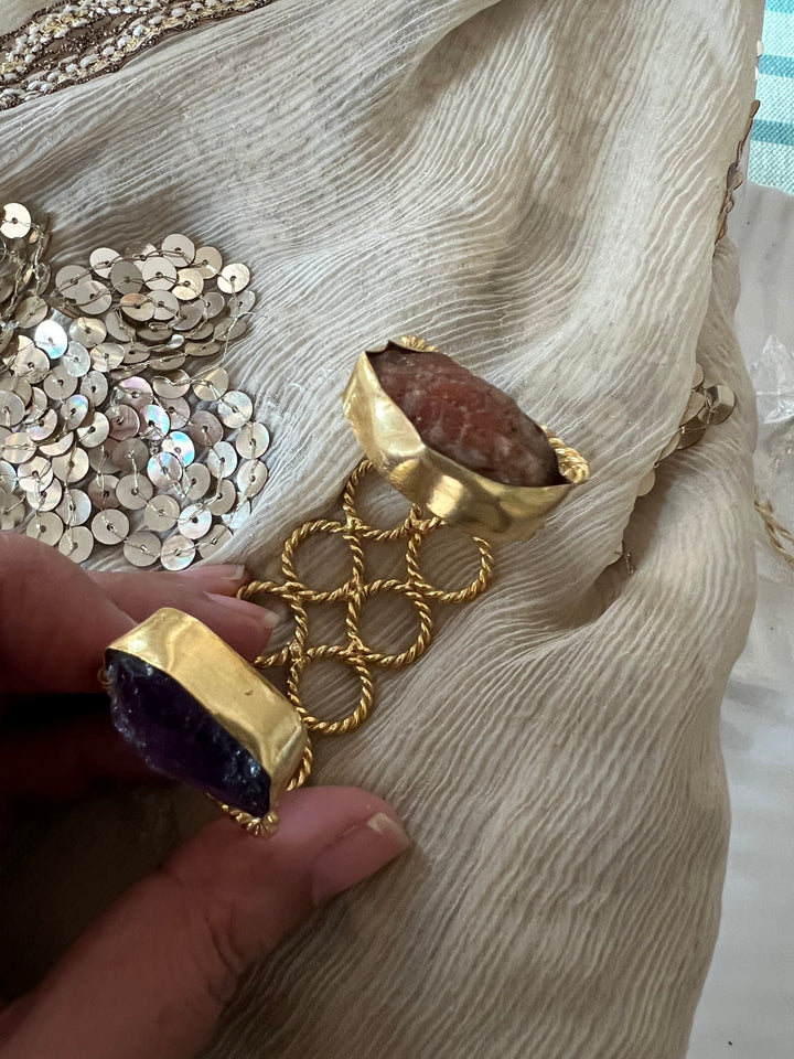 Beautiful Natural Raw Stone Open Cuff