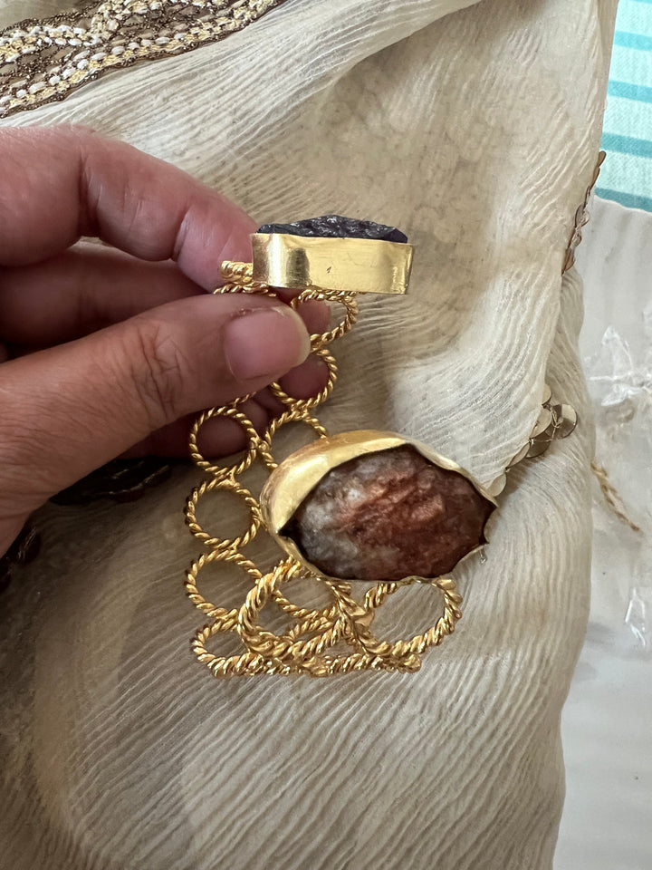 Beautiful Natural Raw Stone Open Cuff