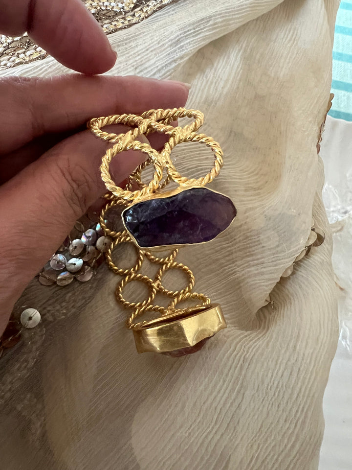 Beautiful Natural Raw Stone Open Cuff