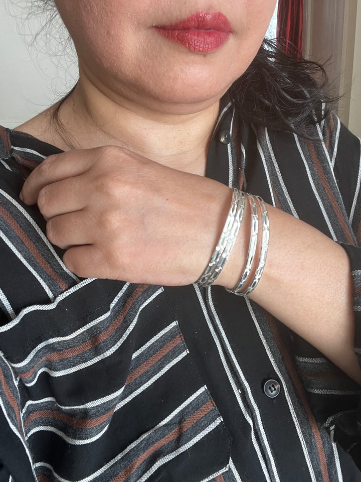 Exquisite Elegance: Pure 925 Silver Bangles Set