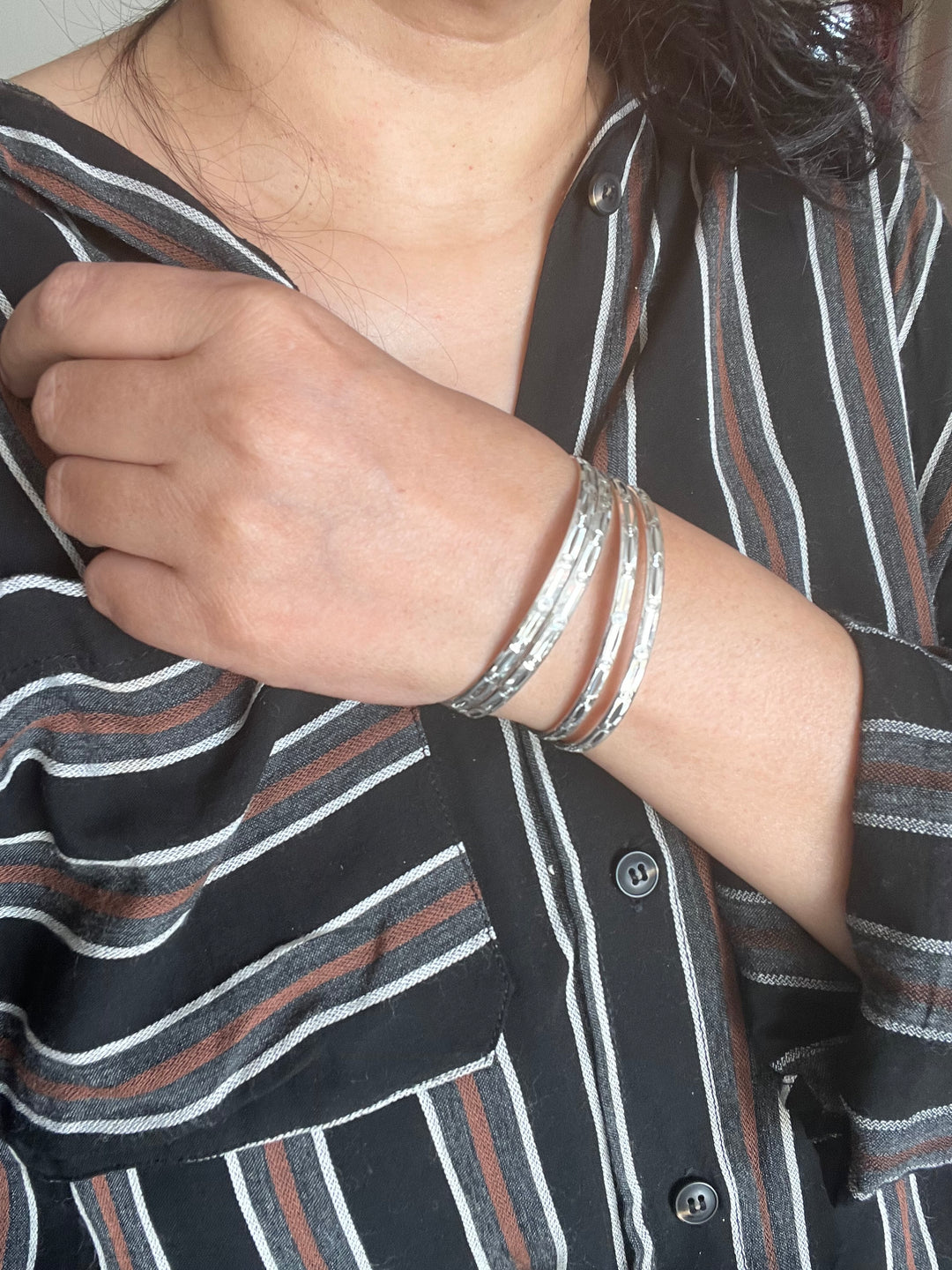 Exquisite Elegance: Pure 925 Silver Bangles Set
