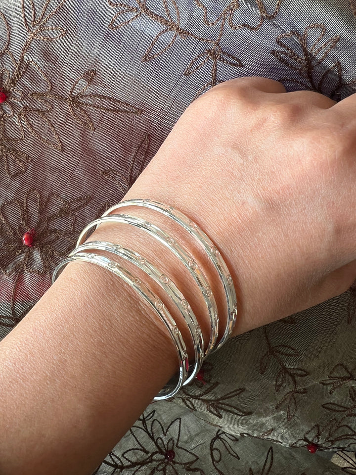 Exquisite Elegance: Pure 925 Silver Bangles Set