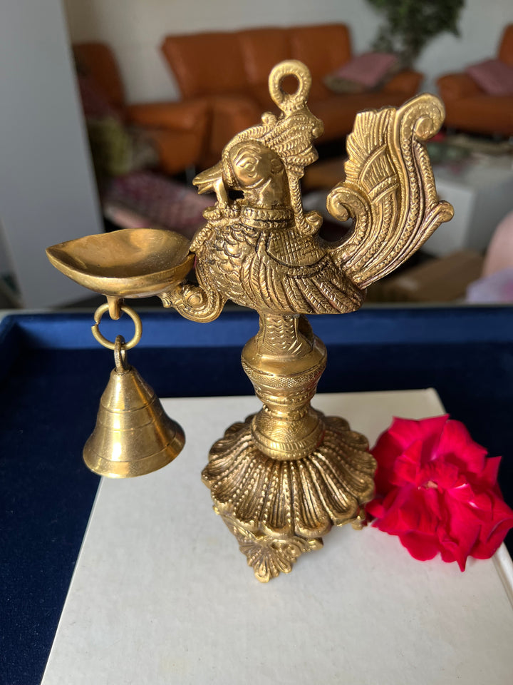 Solid Brass Peacock Diya - Elegance in Illumination