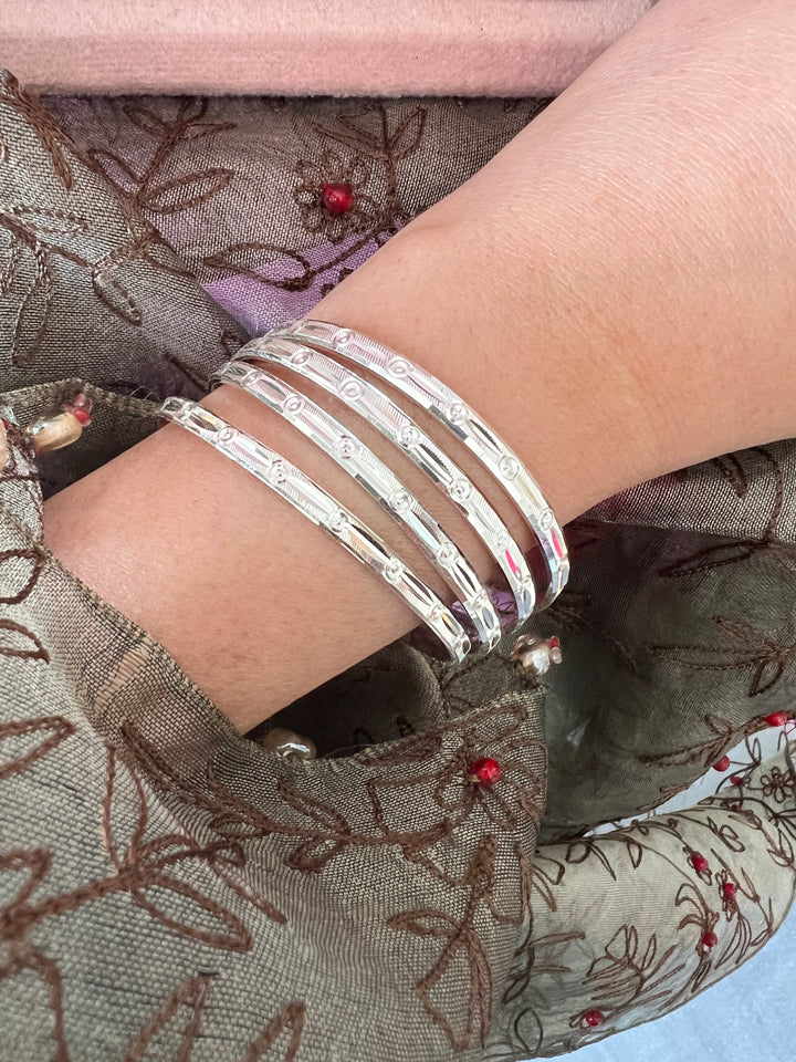 Exquisite Elegance: Pure 925 Silver Bangles Set