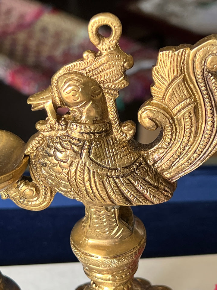 Solid Brass Peacock Diya - Elegance in Illumination
