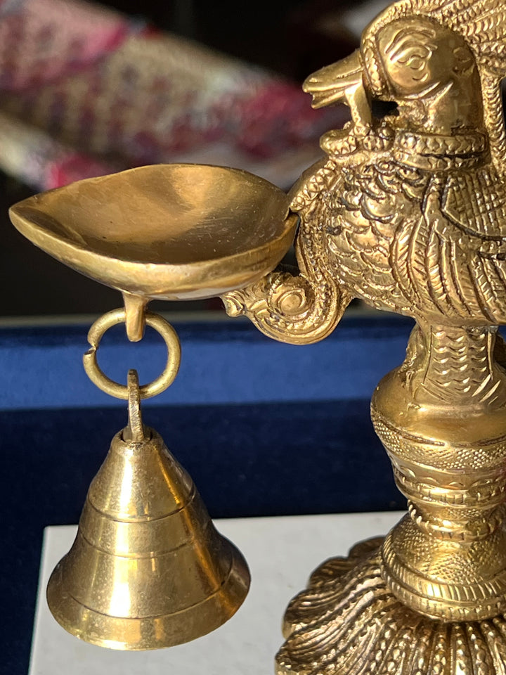 Solid Brass Peacock Diya - Elegance in Illumination