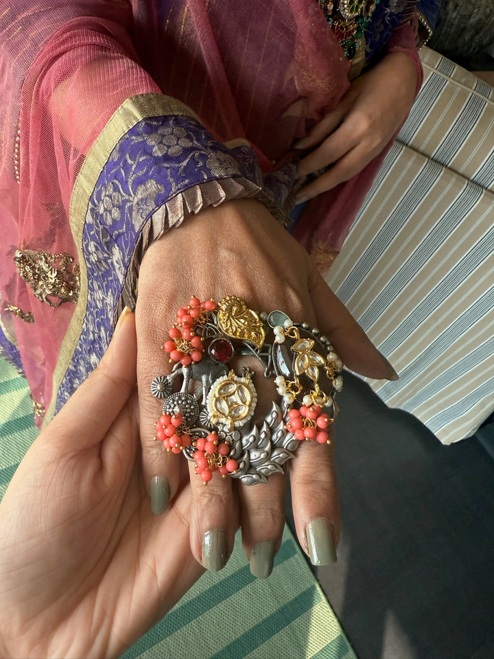 Designer Fusion Statement Ring | Adjustable | SHIVKA
