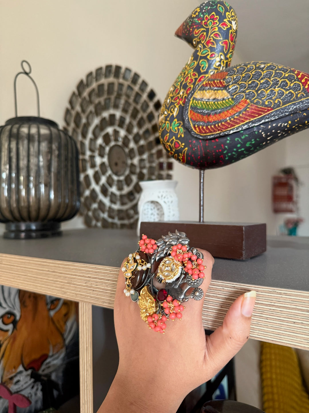 Designer Fusion Statement Ring | Adjustable | SHIVKA