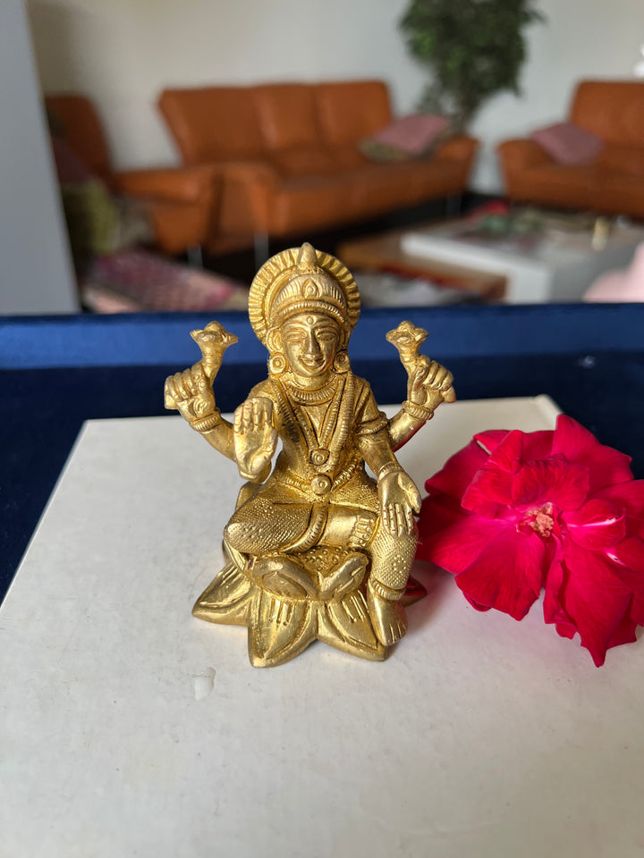 Brass Laxmi Sculpture - Goddess of Wealth and Prosperity