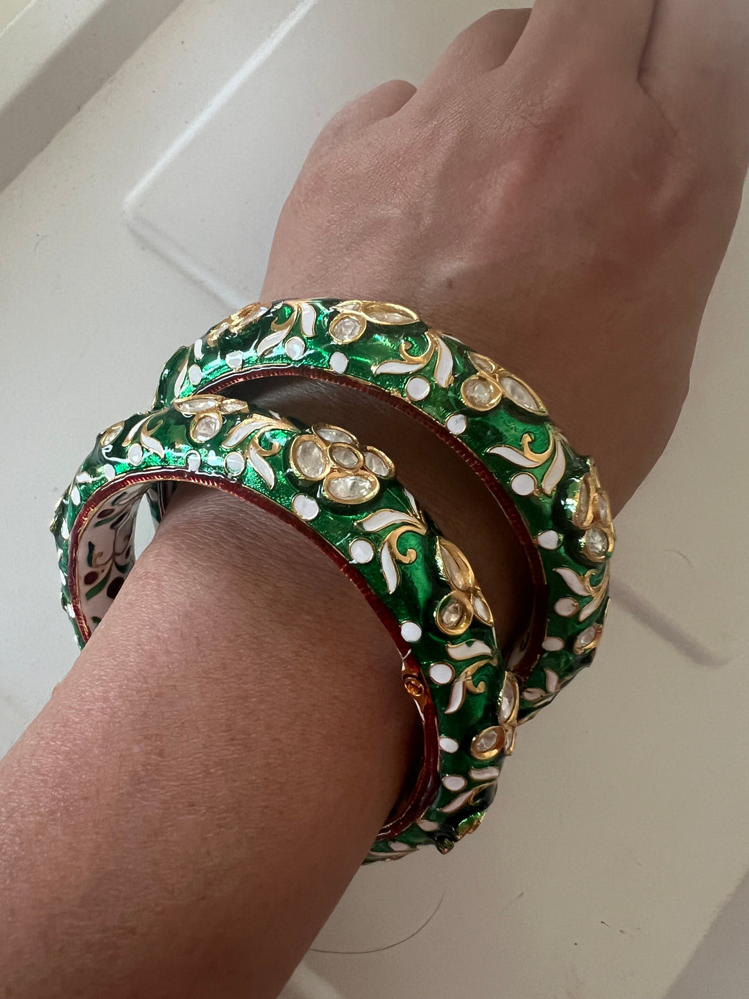 Exquisite Enamelled Kundan Kadas by SHIVKA – Premium Brass & Copper, Perfect for Weddings and Festivals