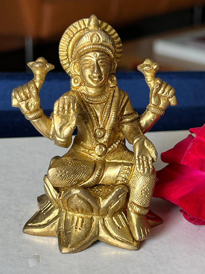 Brass Laxmi Sculpture - Goddess of Wealth and Prosperity