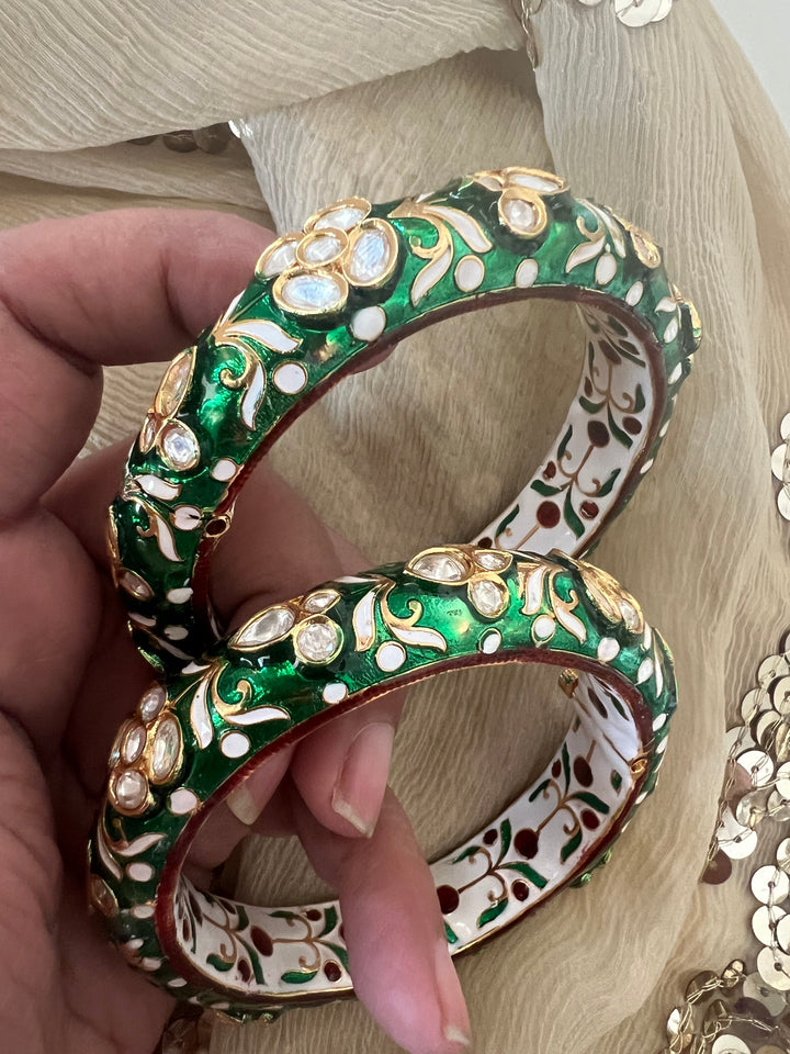 Exquisite Enamelled Kundan Kadas by SHIVKA – Premium Brass & Copper, Perfect for Weddings and Festivals