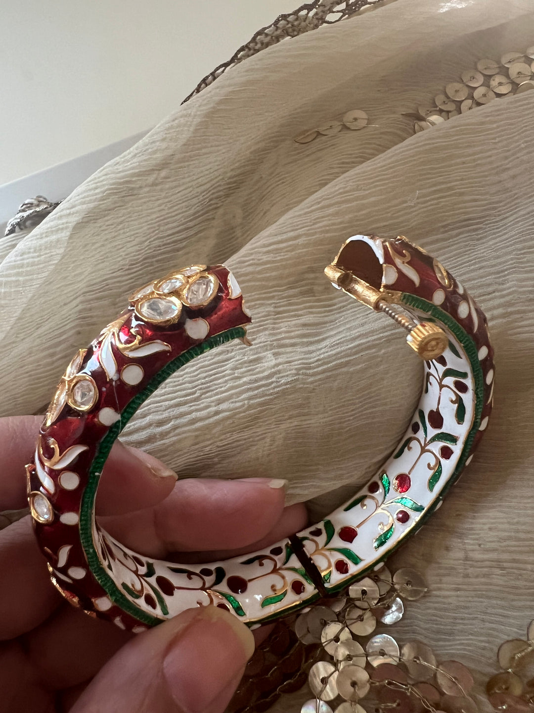 Exquisite Enamelled Kundan Kadas by SHIVKA – Premium Brass & Copper, Perfect for Weddings and Festivals