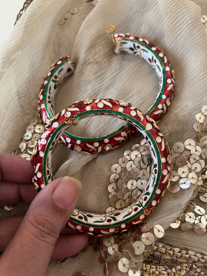 Exquisite Enamelled Kundan Kadas by SHIVKA – Premium Brass & Copper, Perfect for Weddings and Festivals