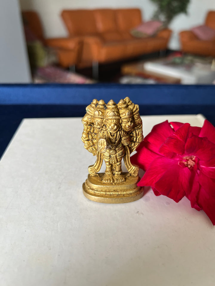 Brass Five Face Hanuman - Protector and Devotee
