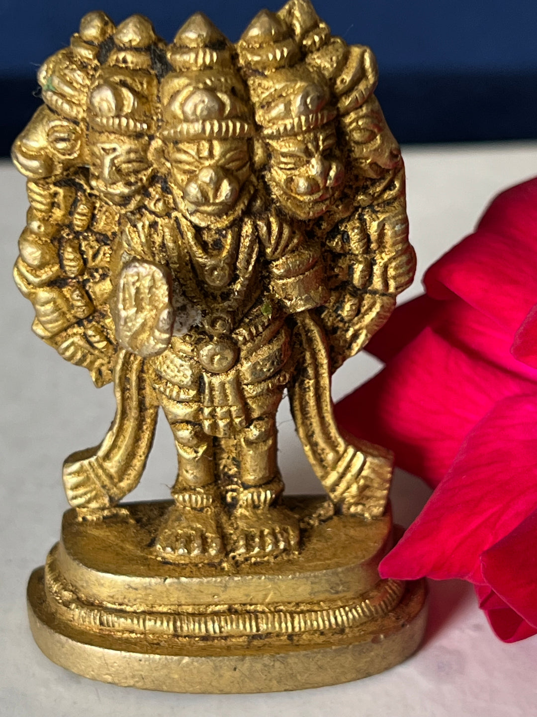Brass Five Face Hanuman - Protector and Devotee