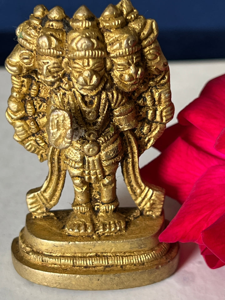 Brass Five Face Hanuman - Protector and Devotee