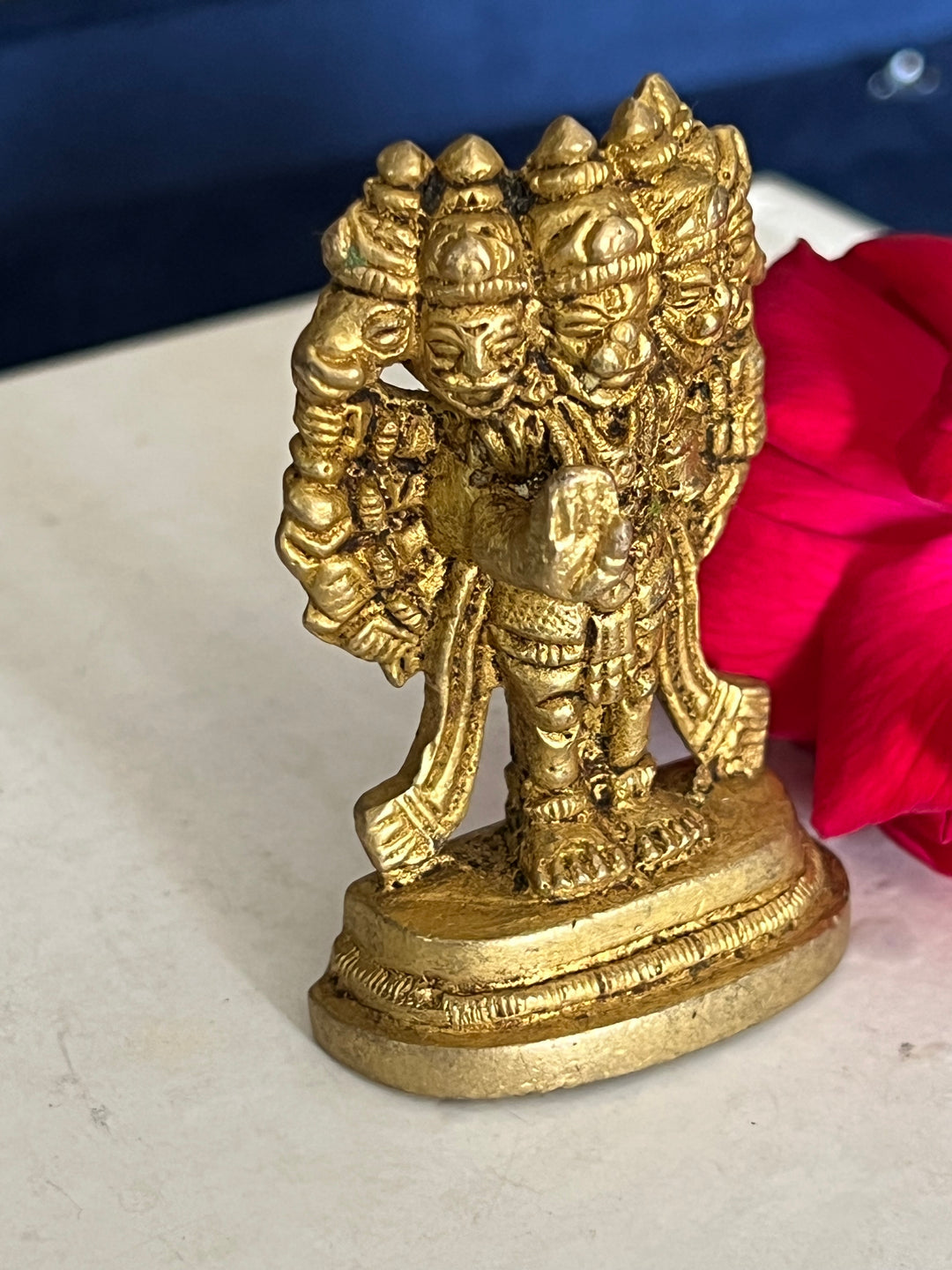 Brass Five Face Hanuman - Protector and Devotee