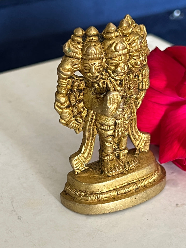 Brass Five Face Hanuman - Protector and Devotee