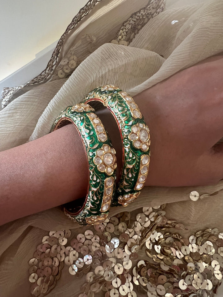 Exquisite Enamelled Kundan Kadas by SHIVKA – Premium Brass & Copper, Perfect for Weddings and Festivals