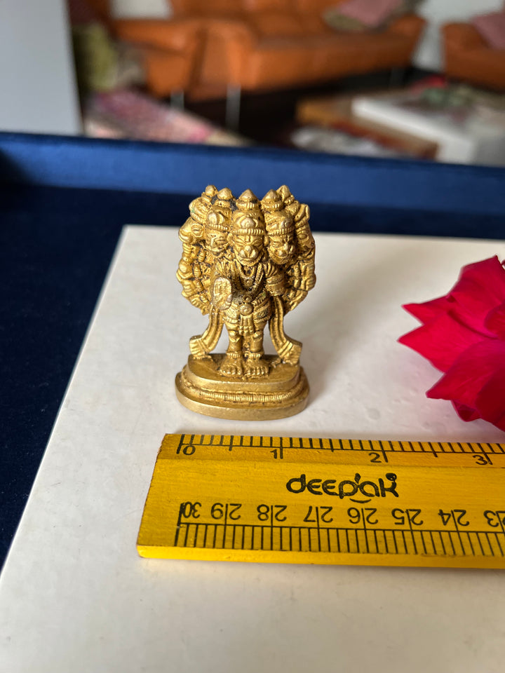 Brass Five Face Hanuman - Protector and Devotee