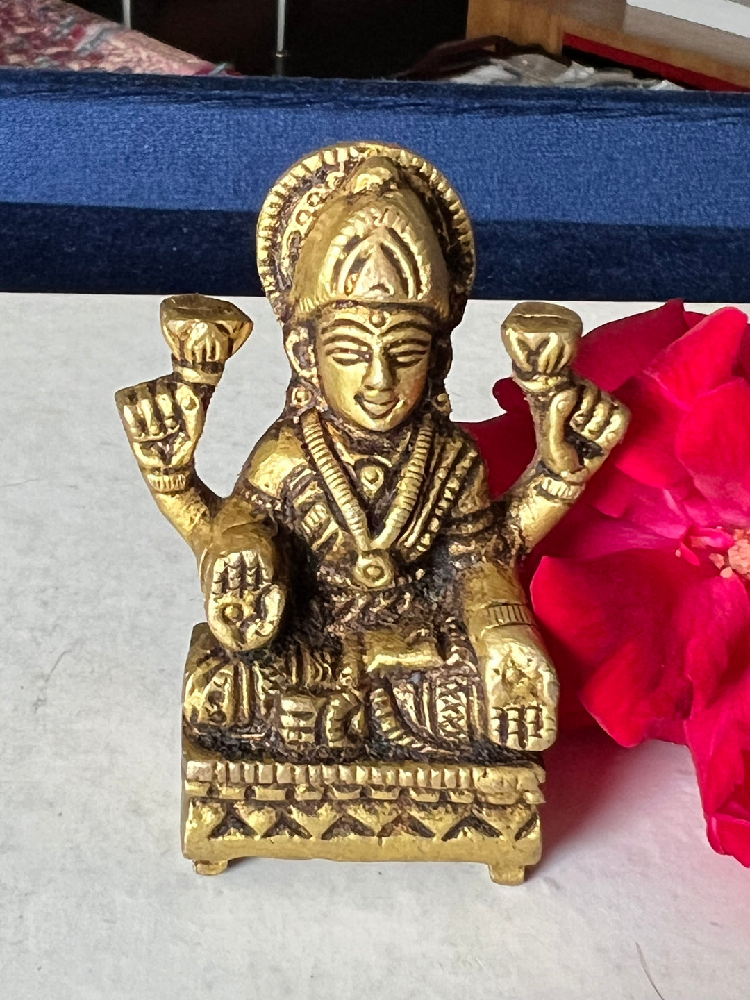 Antique Brass Laxmi Statue - Goddess of Prosperity and Wealth