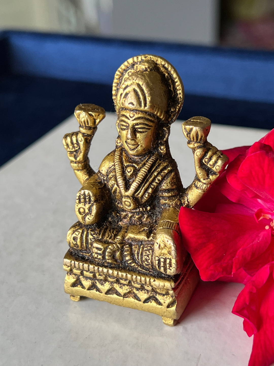 Antique Brass Laxmi Statue - Goddess of Prosperity and Wealth