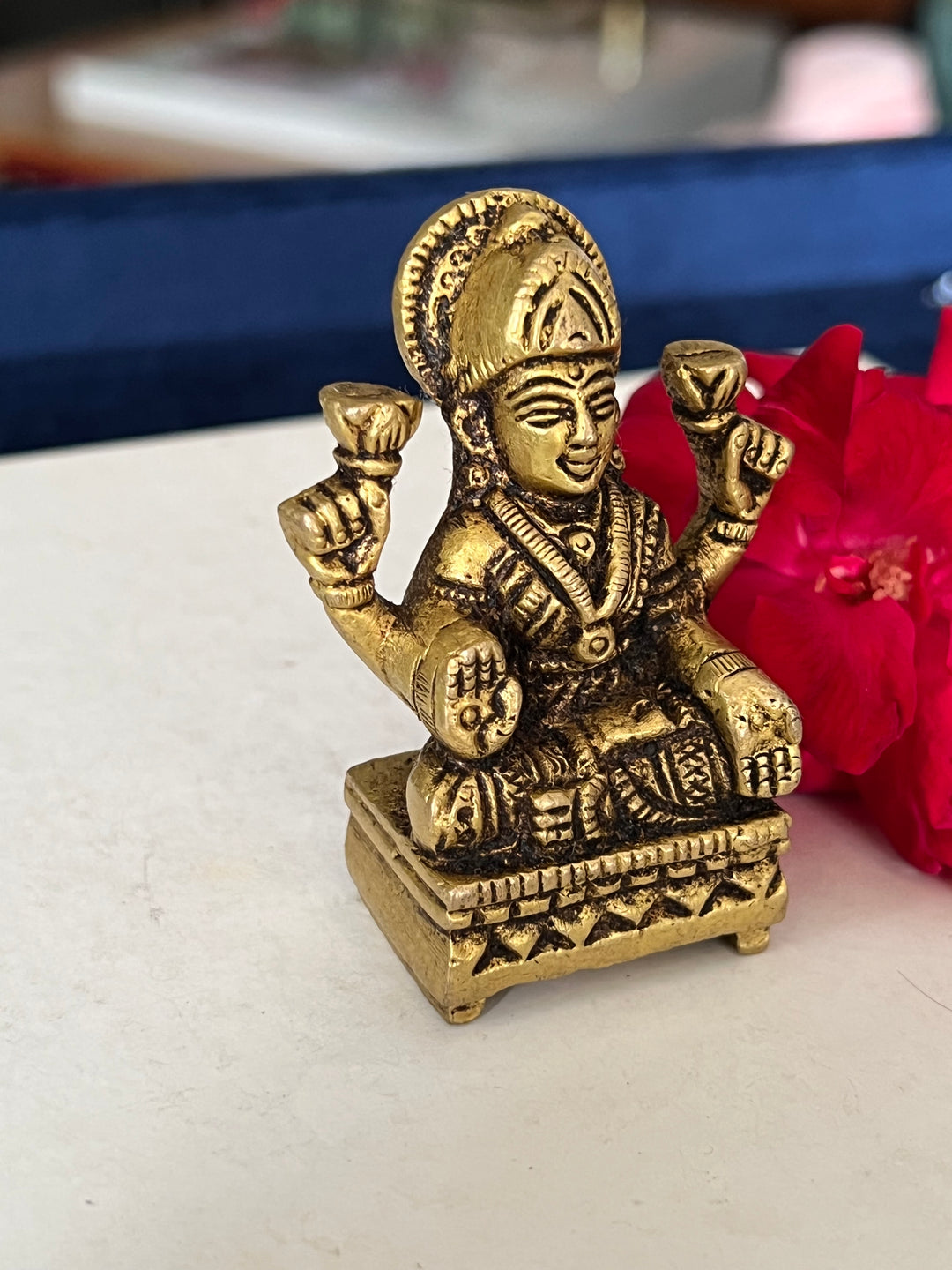 Antique Brass Laxmi Statue - Goddess of Prosperity and Wealth