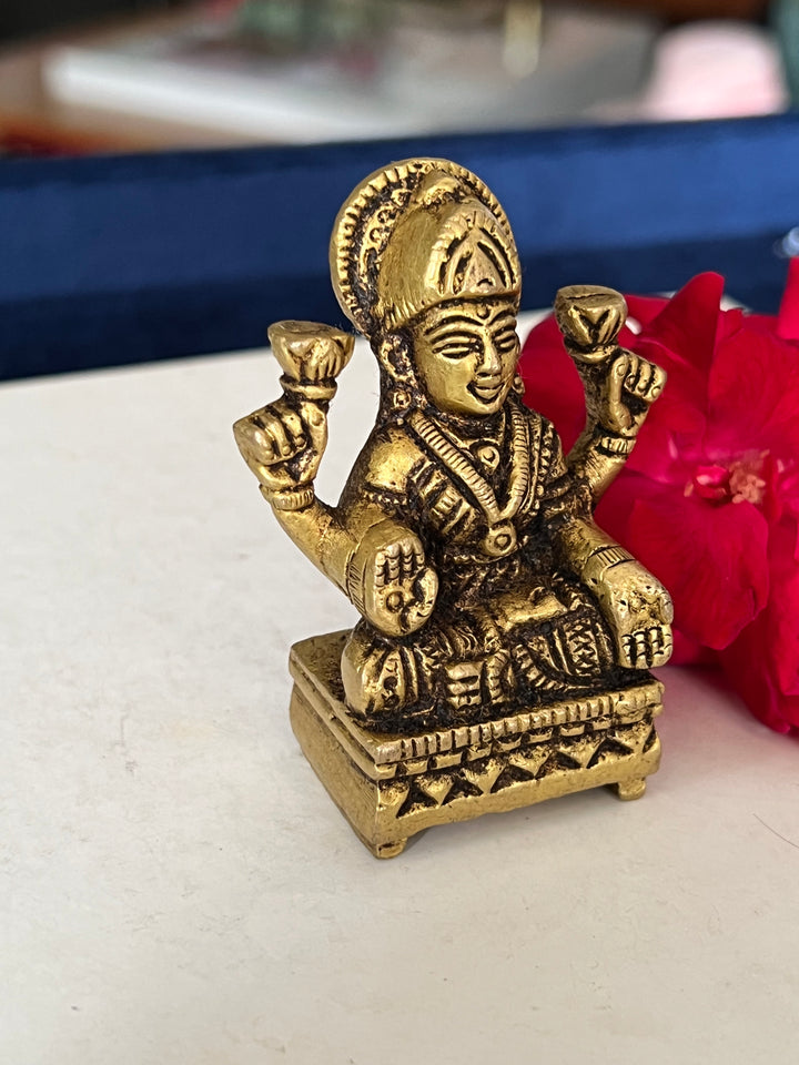 Antique Brass Laxmi Statue - Goddess of Prosperity and Wealth