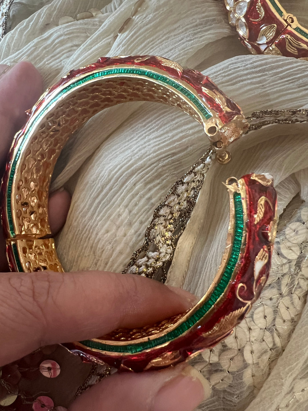 Exquisite Enamelled Kundan Kadas by SHIVKA – Premium Brass & Copper, Perfect for Weddings and Festivals