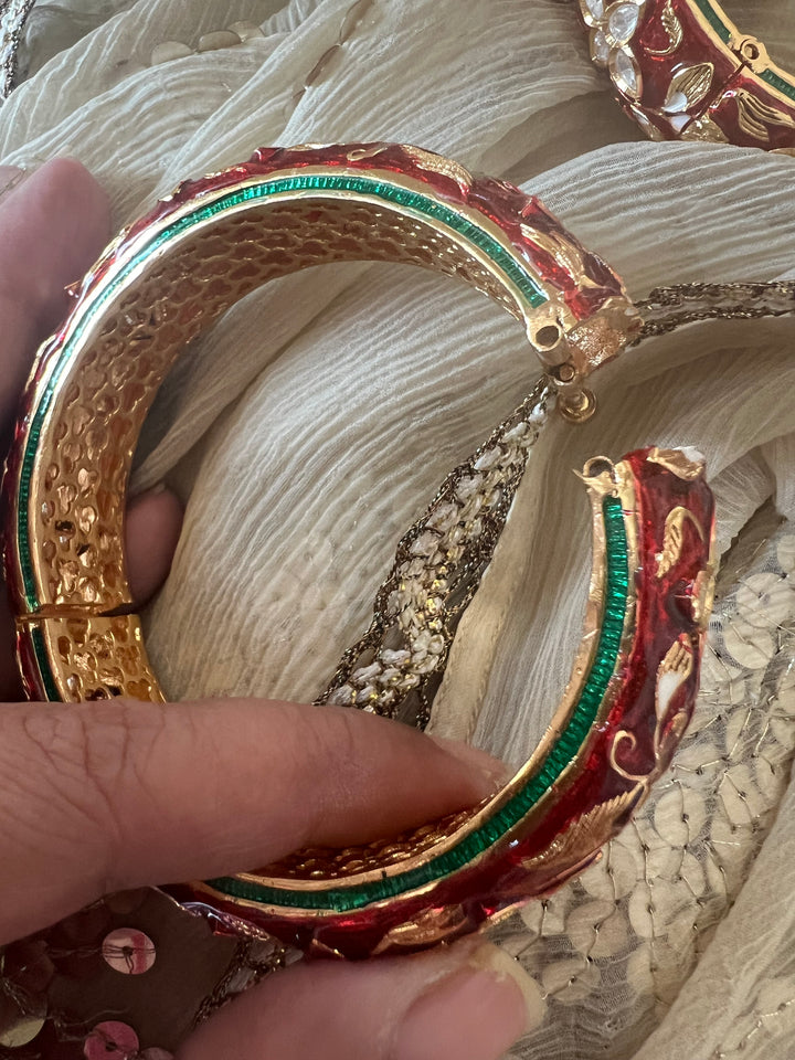 Exquisite Enamelled Kundan Kadas by SHIVKA – Premium Brass & Copper, Perfect for Weddings and Festivals