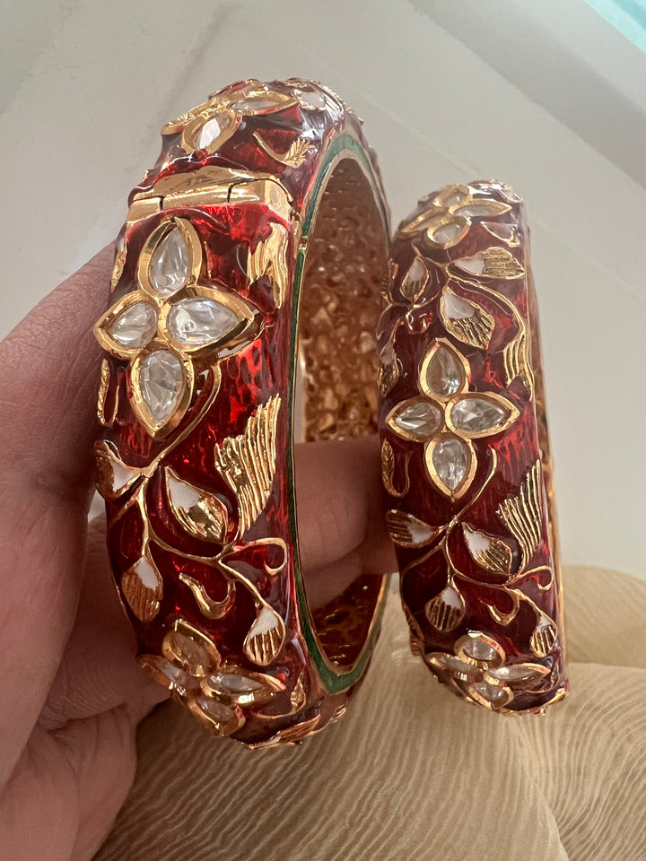 Exquisite Enamelled Kundan Kadas by SHIVKA – Premium Brass & Copper, Perfect for Weddings and Festivals