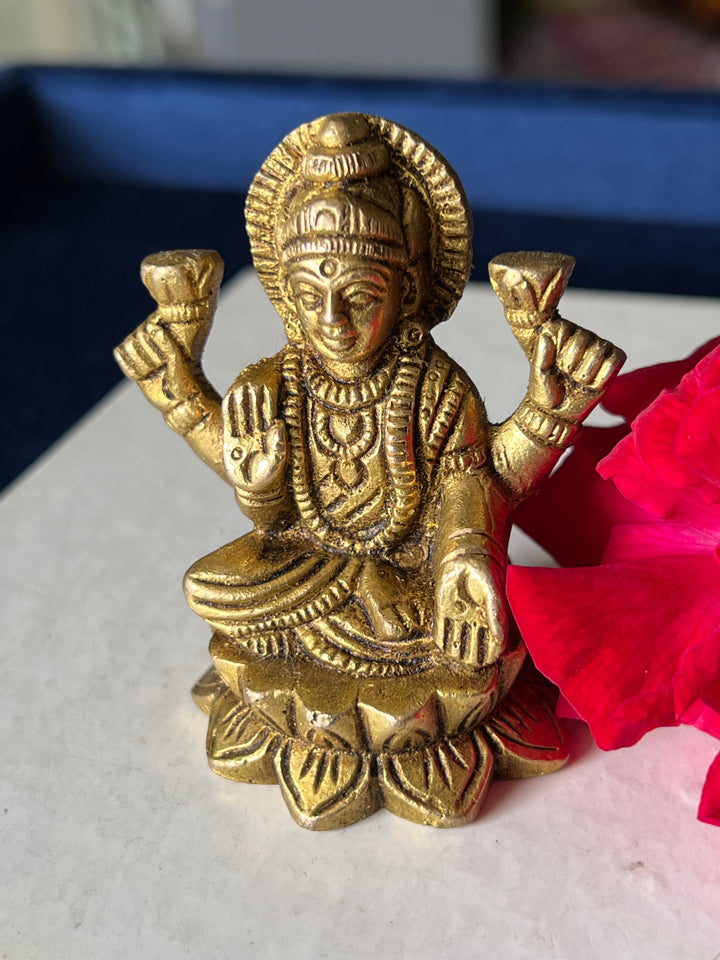 Brass Laxmi Sculpture - Goddess of Wealth and Prosperity