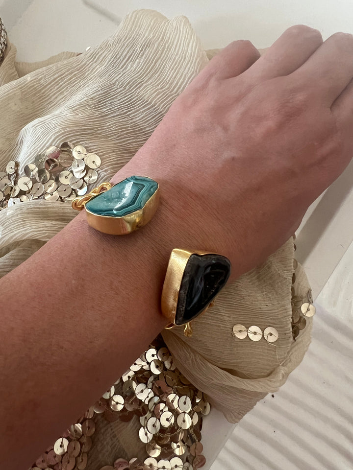 Beautiful Natural Raw Stone Open Cuff