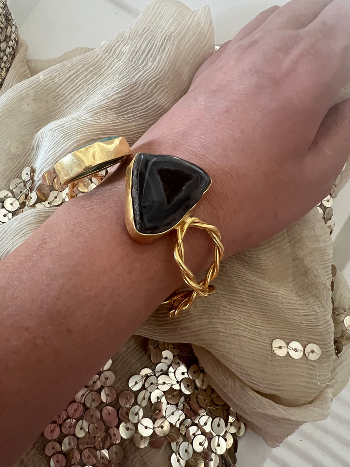 Beautiful Natural Raw Stone Open Cuff