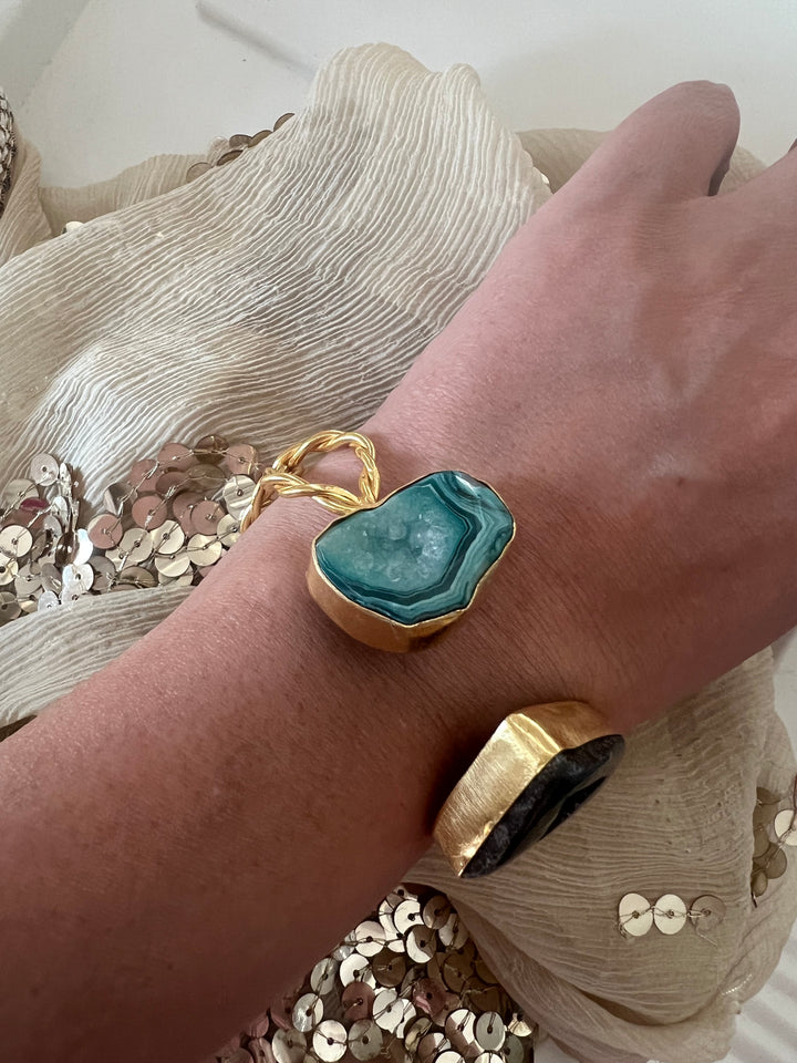 Beautiful Natural Raw Stone Open Cuff