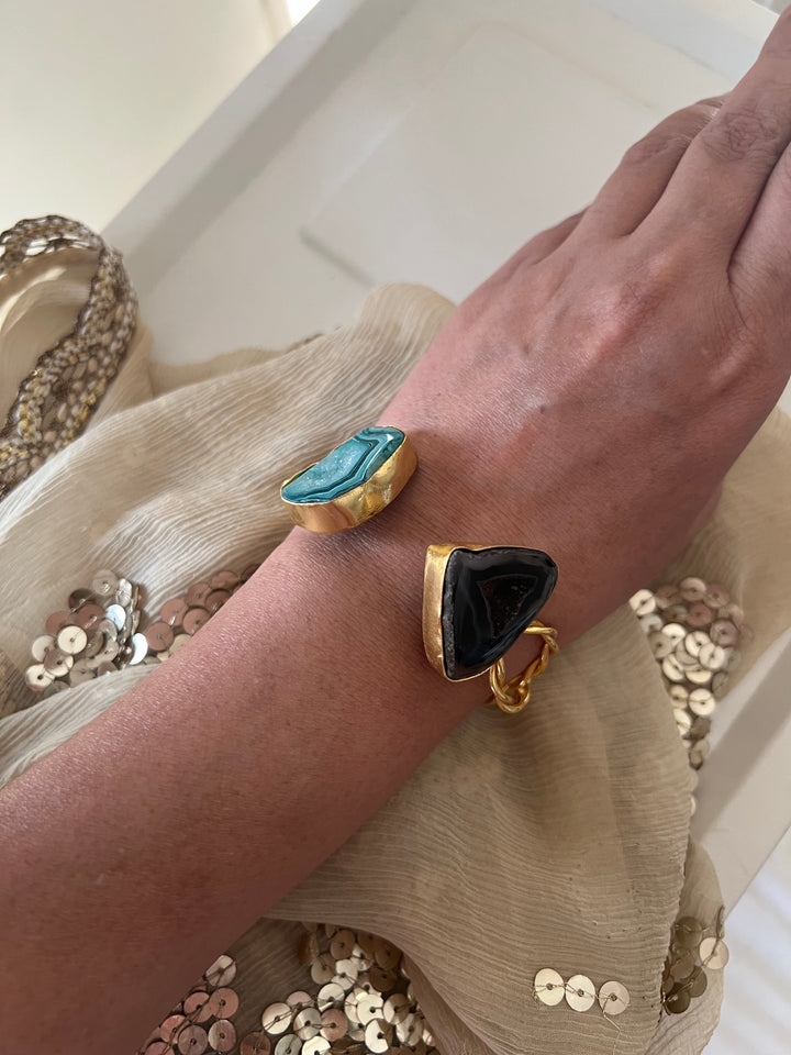 Beautiful Natural Raw Stone Open Cuff