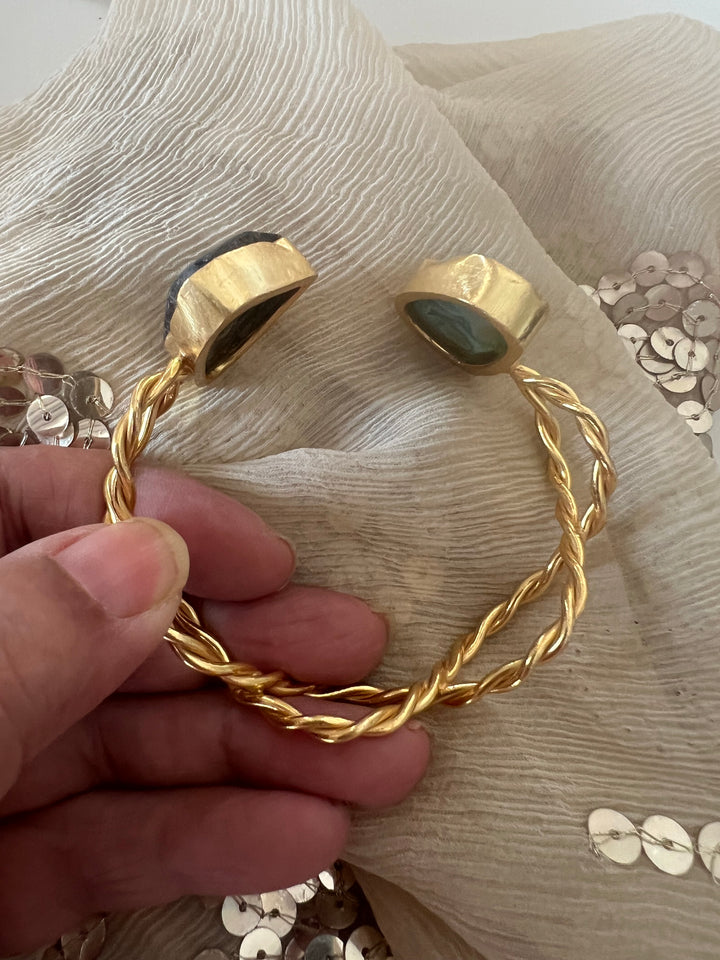 Beautiful Natural Raw Stone Open Cuff