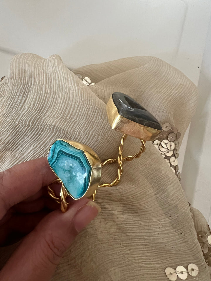 Beautiful Natural Raw Stone Open Cuff