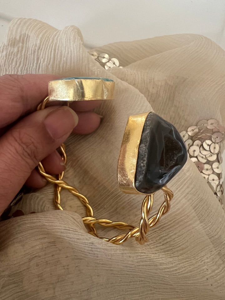 Beautiful Natural Raw Stone Open Cuff