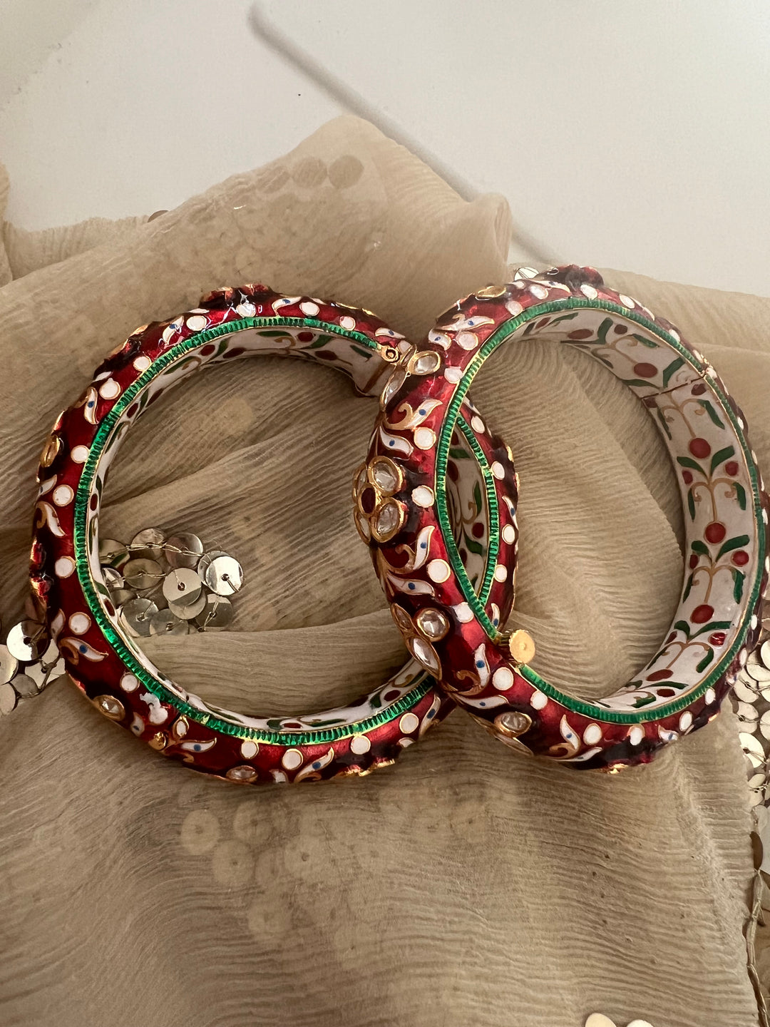 Exquisite Enamelled Kundan Kadas by SHIVKA – Premium Brass & Copper, Perfect for Weddings and Festivals