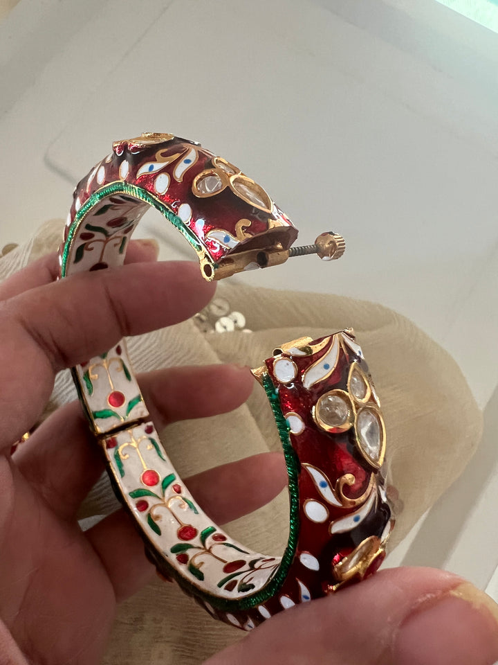 Exquisite Enamelled Kundan Kadas by SHIVKA – Premium Brass & Copper, Perfect for Weddings and Festivals