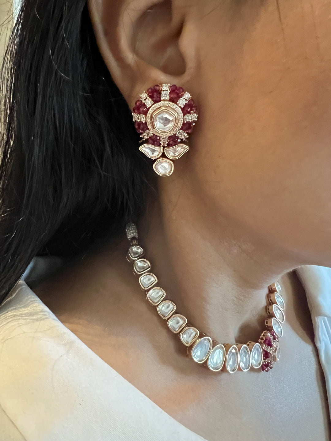 Timeless Kundan Necklace with Statement Earrings