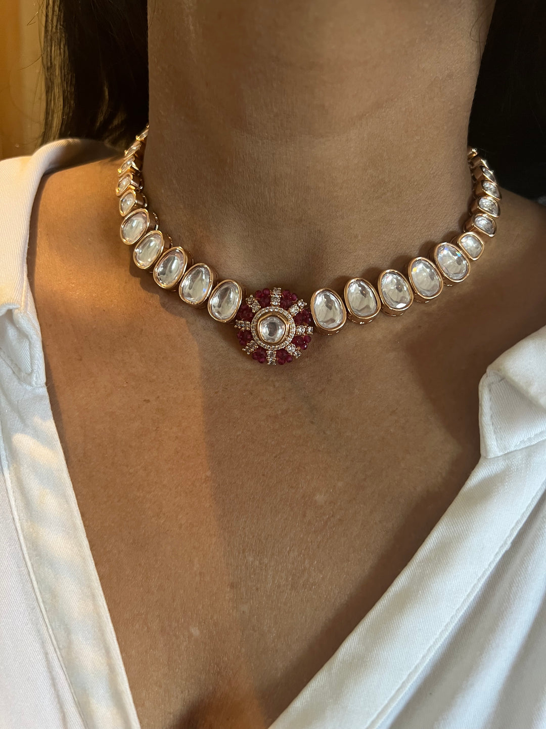 Timeless Kundan Necklace with Statement Earrings