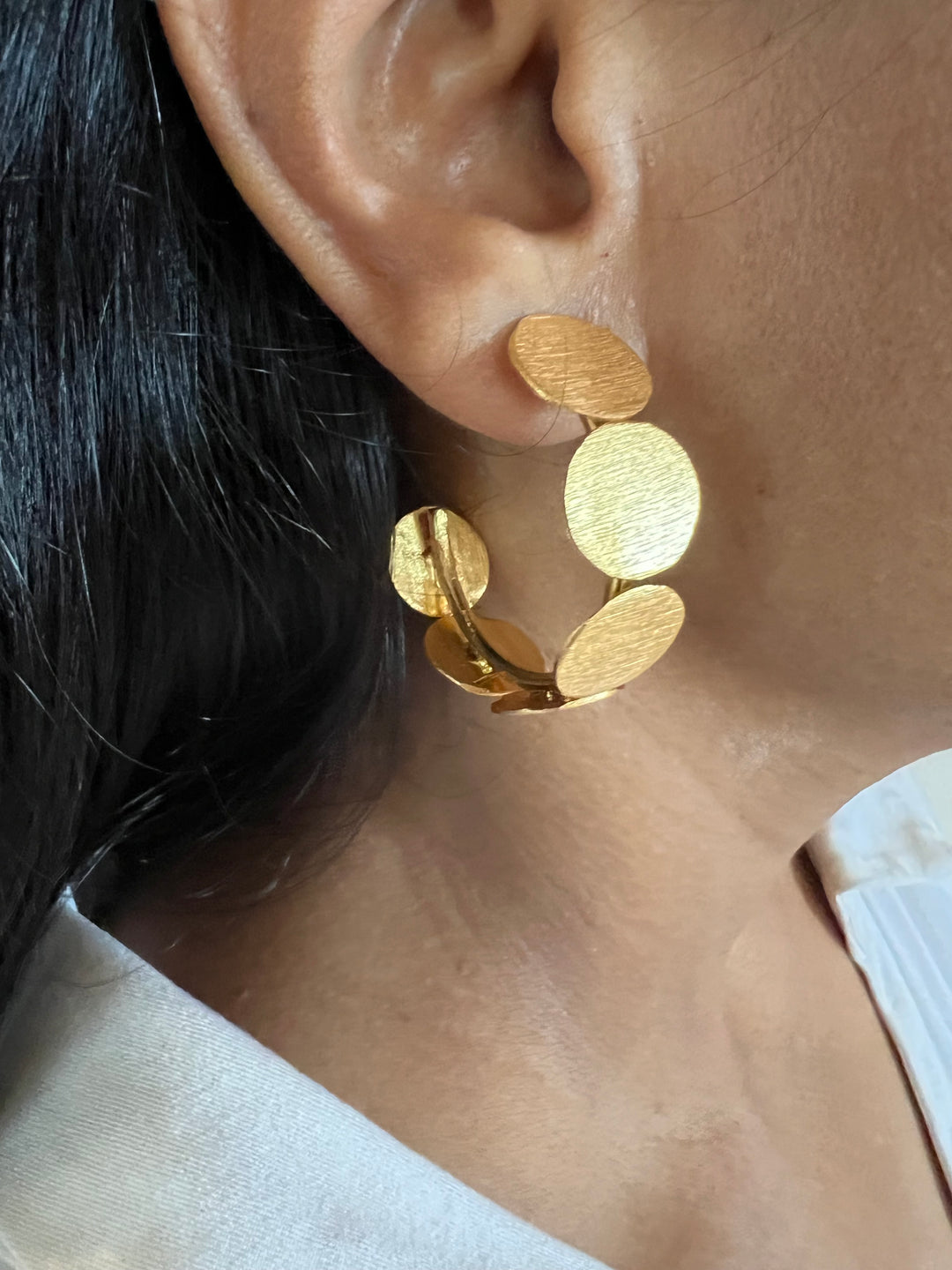 Statement Gold Tone Hoop Studs
