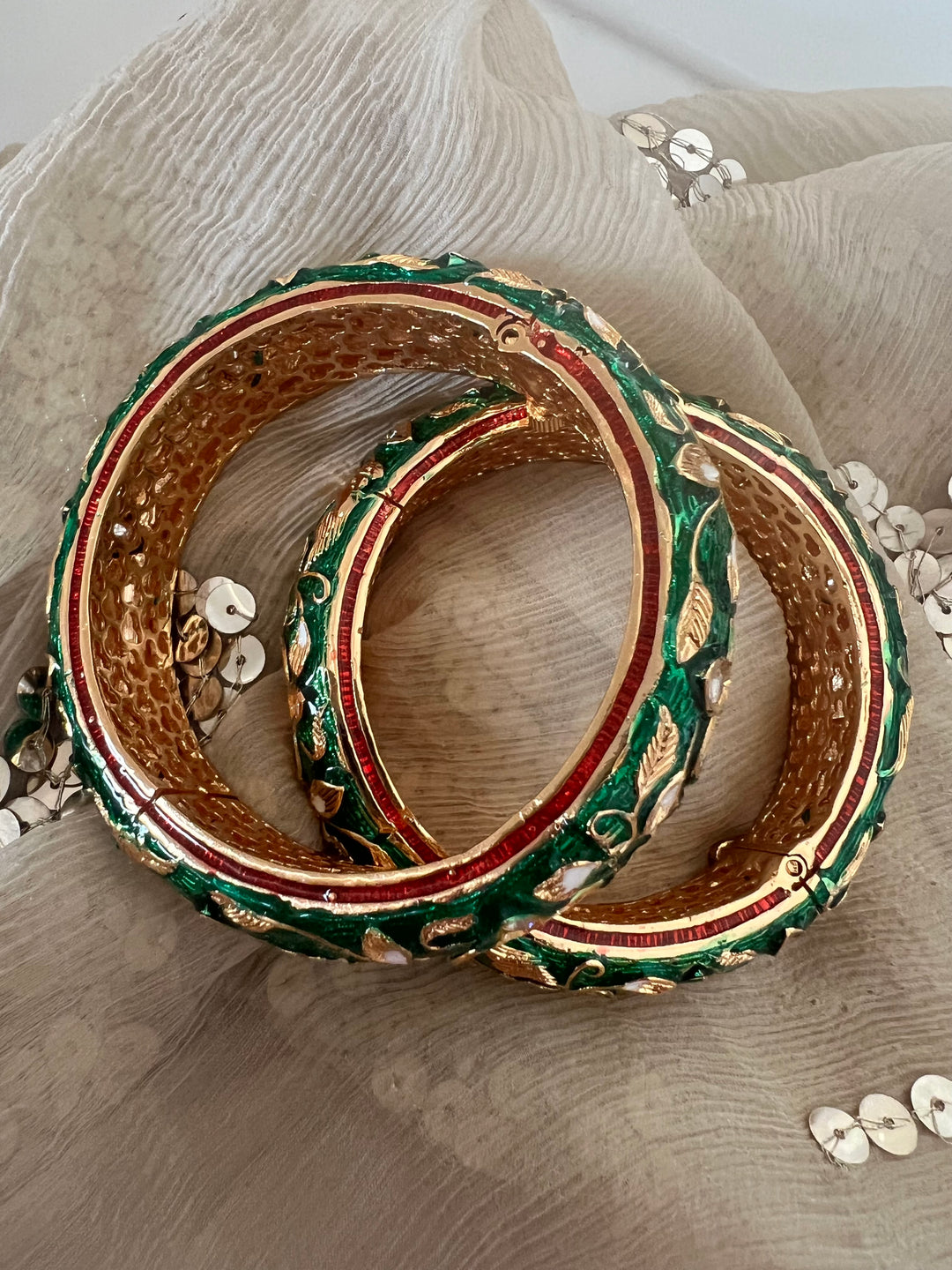 Exquisite Enamelled Kundan Kadas by SHIVKA – Premium Brass & Copper, Perfect for Weddings and Festivals